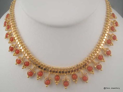 Unique Beaded Jewelry, Coral Jewelry Set, Necklaces Simple, Stone Bead Jewelry, Pearl Jewelry Design, Gold Jewelry Simple Necklace, Beautiful Gold Necklaces, Pearl Necklace Designs, Gold Necklace Indian Bridal Jewelry