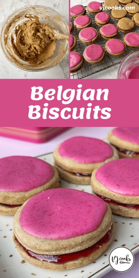 Belgian Biscuits - VJ Cooks Spiced Biscuits, Cake Stall Ideas, Raspberry Icing, Biscuit Design, Vj Cooks, Homemade Cookie Dough, Sweets To Make, Raspberry Jelly, Cake Stall