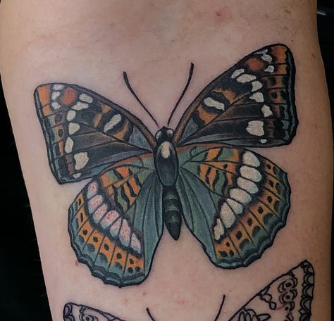 Sunset Moth Tattoo, Colorful Moth Tattoo, Moth Tattoo Color, Moths Tattoo, Gorilla Tattoos, Landscape Tattoos, Flesh Art, Tattoos Abstract, Tattoos Japanese