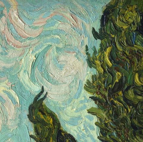 Cypresses (detail) ~ Vincent van Gogh | Lone Quixote | #VincentvanGogh #vangogh #PostImpressionism #art #painting #detail Vincent Willem Van Gogh, Vincent Van Gogh Art, Vincent Van Gogh Paintings, Arte Van Gogh, Art Van, Van Gogh Paintings, Van Gogh Art, Post Impressionism, Famous Art