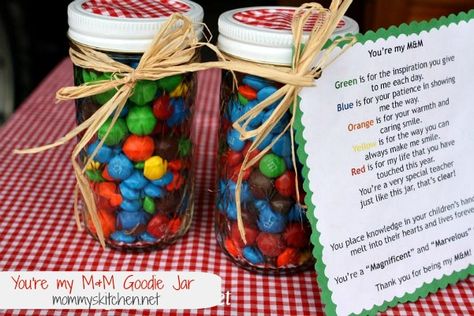 Mommy's Kitchen - Old Fashioned & Country Style Cooking: You're My M&M Goodie Jar + More Teacher Appreciation Gift Ideas Teacher Appreciation Diy, Texas Kitchen, Teachers Appreciation, Cute Teacher Gifts, My M, Texas Food, Teachers Diy, Country Chic Cottage, Women's Ministry