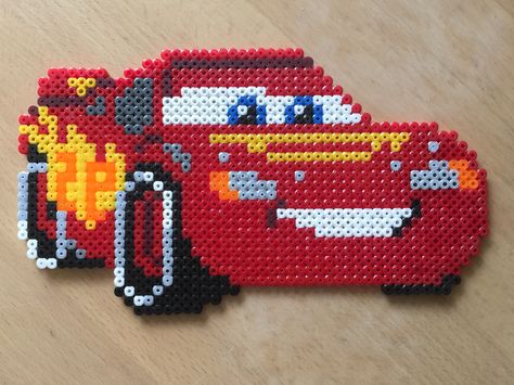 Cars Perler Beads, Pixel Art Lightning Mcqueen, Hama Beads Car, 3d Car Perler Bead Patterns, Monster Truck Perler Bead Patterns, Wall-e Perler Beads, Melt Beads Patterns, Perler Ideas, Easy Perler Beads Ideas