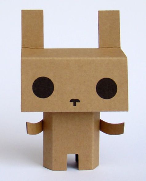 Cardboard Bunny, Paper Robot, Cardboard Toys, Cardboard Sculpture, Paper Toy, Cardboard Art, Cardboard Furniture, Kids Ideas, Bunny Toys