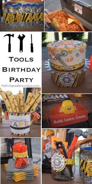 Construction tools 4th birthday party ideas! Tools Birthday Party, Construction Themed Party, Construction Theme Birthday Party, Handy Manny, Construction Theme Party, Construction Birthday Parties, Construction Theme, Construction Party, Construction Birthday