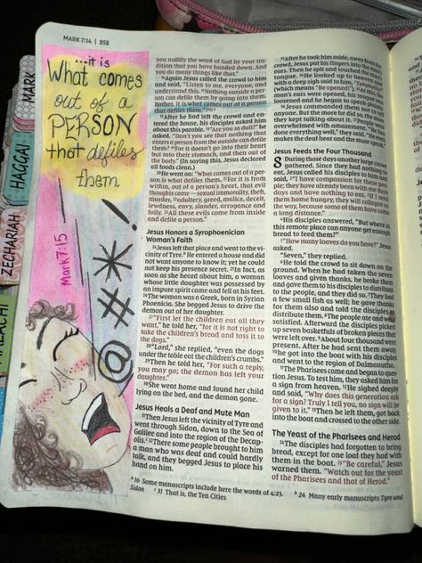 Bible Journaling 7:15 Mark 6 Bible Journaling, Scripture Journaling, Bible Scriptures, Bible Journaling, Bible