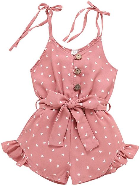 Sweet Pink Bubble Romper For Summer, Sweet Bubble Romper For Summer Playwear, Pink Summer Bubble Romper For The Beach, Casual Pink Bubble Romper For Summer, Pink Fitted Bubble Romper For The Beach, Pink Fitted Bubble Romper For Beach, Cute Toddler Girl Outfits, Summer Jumpsuit Casual