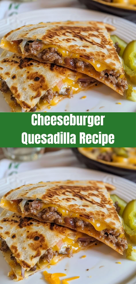 Cheeseburger Quesadilla Recipe Ingredients: 1 Pound Ground Beef 2 Tablespoons Ketchup Supper Ideas With Hamburger, Cheeseburger Quesadillas, Cheeseburger Quesadilla, Quesadilla Recipes Beef, Quick Ground Beef Recipes, Ground Beef Quesadillas, Burger Toppings, Dinner With Ground Beef, Quesadilla Recipes