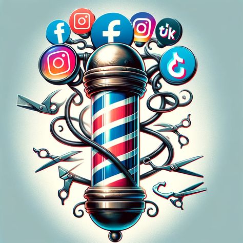 MASTERING THE DIGITAL SNIP: WHY SOCIAL MEDIA IS CRUCIAL FOR BARBERS AND BARBERSHOPS Gothic Office, Barbershop Logo, Fade Haircut Designs, Barber Tattoo, Barber Logo, Master Barber, Gents Hair Style, Barbershop Design, Hipster Beard