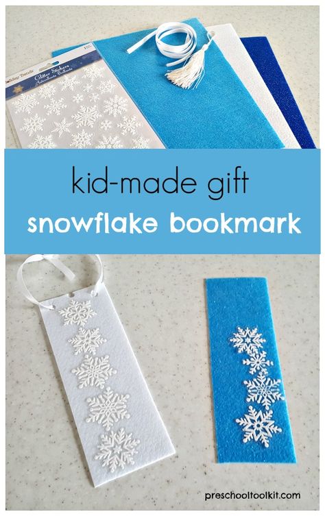 Snowflake bookmarks kids can make for family and friends  - Preschool Toolkit                                                                                                                                                                                 More Snow Crafts, Christmas Bookmarks, Preschool Gifts, Bookmark Craft, Family Fun Night, Bookmarks Kids, Special Kids, Christmas School, Winter Crafts For Kids