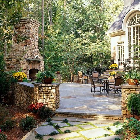 Outside Living, Outdoor Inspirations, Dream Backyard, Outdoor Fire, Outdoor Fireplace, Stone Fireplace, Outdoor Oasis, Backyard Oasis, Outdoor Rooms