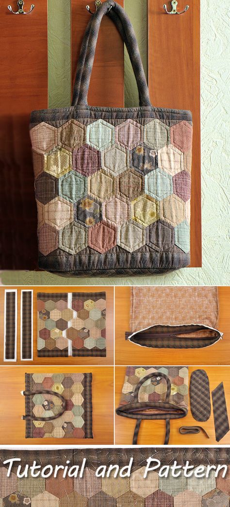 Hexagon Quilting, Quilted Bag Patterns, Tas Denim, Easy Quilting, Hexagon Patchwork, Quilting Tutorial, Quilt Bag, Japanese Patchwork, Quilt Patchwork