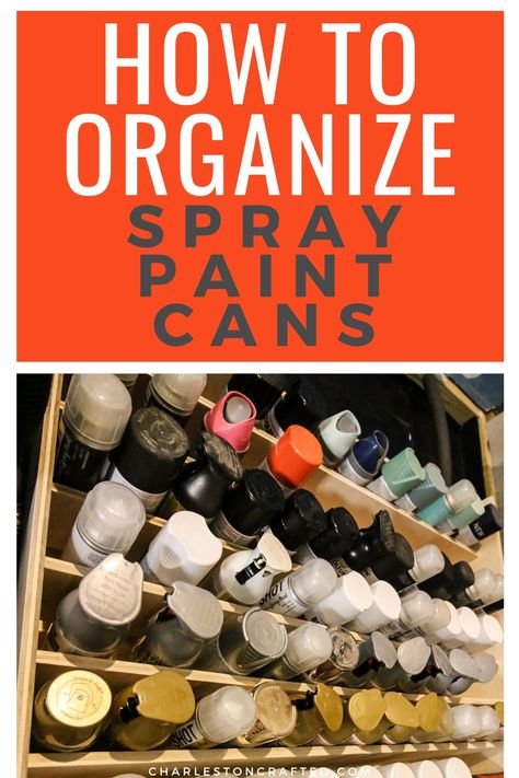 How to store spray paint cans in your garage Spray Paint Area In Garage, Organize Spray Paint Cans, Storing Spray Paint Cans Ideas, Aerosol Can Storage, How To Store Paint Cans, Spray Paint Storage Ideas, Spray Paint Organization, Paint Can Storage, Spray Paint Storage