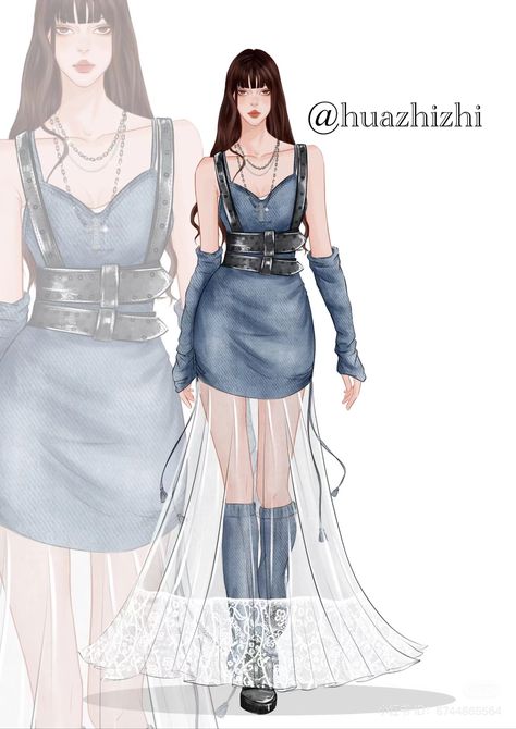 Fasion Dressing Sketch, Kpop Dress, Fashion Model Sketch, Bridesmaid Saree, Technical Drawings, Fashion Illustration Sketches Dresses, Fashion Design Patterns, China Style, Sketches Dresses