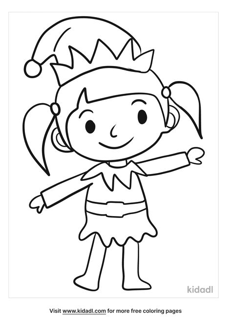 Free Cute Girl Elf Coloring Page | Coloring Page Printables | Kidadl Elf Outline Template, Elves Coloring Pages, Christmas Elf Coloring Pages, Elf Coloring Pages, Elf Coloring, Santa Boots, Christmas Coloring Sheets, Girl Elf, Easy Arts And Crafts