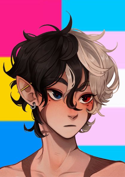 Enby Oc Art, Trans Dnd Characters, Trans Character Art, Trans Guy Art, Trans Drawings, Transgender Drawing, Transboy Art, Trans Male Art, Trans Oc