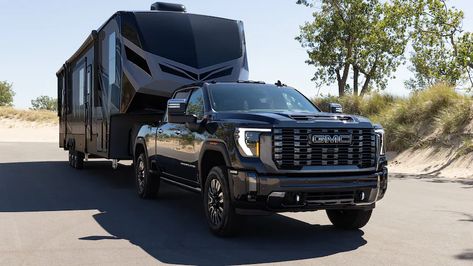 2024 GMC Sierra 2500 and 3500 HD First Look: Denali Goes Ultimate, AT4X Joins the Ranks Sierra Truck, Gmc 2500, Gmc Denali, Truck Pulls, Sierra Denali, Silverado Hd, Crate Motors, Gmc Sierra 2500hd, Fifth Wheel Trailers