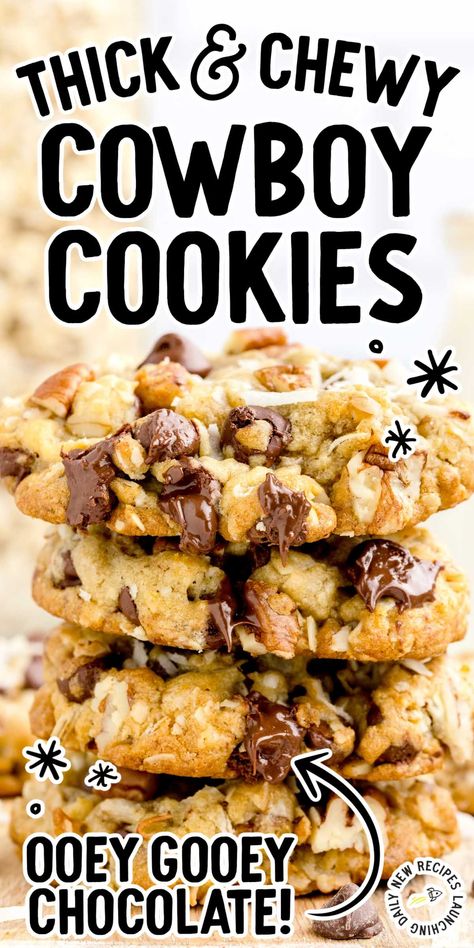 Gordon Ramsay Cowboy Cookies, New York Times Cowboy Cookies, Rock Star Cookies Recipe, Everything Cookies Pioneer Woman, Large Thick Cookies, Peanut Butter Cowboy Cookies, Buffalo Chip Cookies, Texas Trash Cookies, Cookies That Travel Well