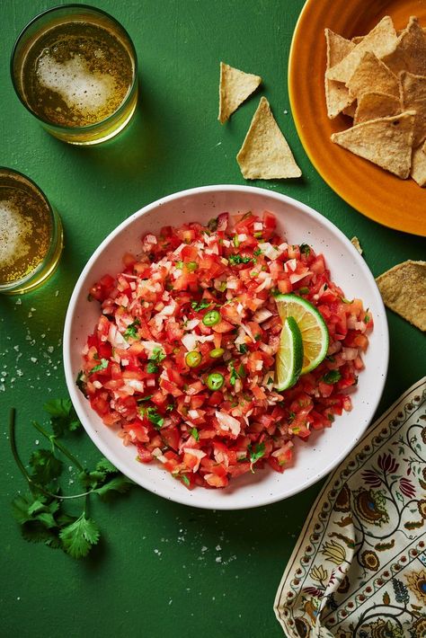 Simple and Classic Pico De Gallo • Olive Mango Latin Food Photography, Happy Cow Cheese, Mexican Salsa, Messy Kitchen, Restaurant Photography, Balsamic Chicken, Mango Recipes, Fresh Salsa, Latin Food