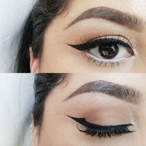 Also don't worry if your wing looks different on each eye, or isn't completely straight when closed. Hooded Eyelids, Eyeliner For Hooded Eyes, Winged Eyeliner Tutorial, Simple Eyeliner, Hooded Eye Makeup, How To Apply Eyeliner, Beautiful Eye, Stage Makeup, Hooded Eyes