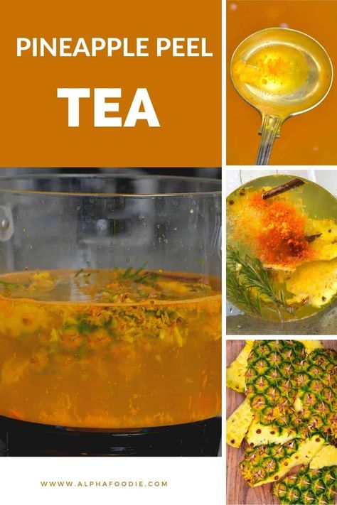 This pineapple skin tea combines the power of pineapple peel, turmeric, ginger, honey, and more for a sweet, flavorful anti-inflammatory tea! Pineapple Peel Tea, Pineapple Skin Tea, Pineapple Skin, Pineapple Core, Pineapple Tea, Ginger Honey, Skin Tea, Pineapple Drinks, Brown Spots Removal