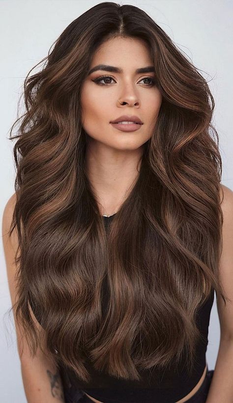 70+ Trendy Hair Colour Ideas & Hairstyles : Bold Face Frame Rich Brunette Hair Color Gloss, Balayage Summer, Long Curly Haircuts, Balayage Brown, Red Hair Inspiration, Brown Hair With Caramel Highlights, Hairstyle Examples, Chocolate Brown Hair Color, Rich Brunette