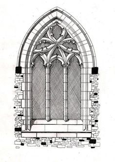 Gothic Architecture Drawing, Sleeve Tutorial, Gothic Drawings, Gothic Window, Architecture Antique, Gothic Windows, Window Drawing, Gothic Church, Architecture Model Making