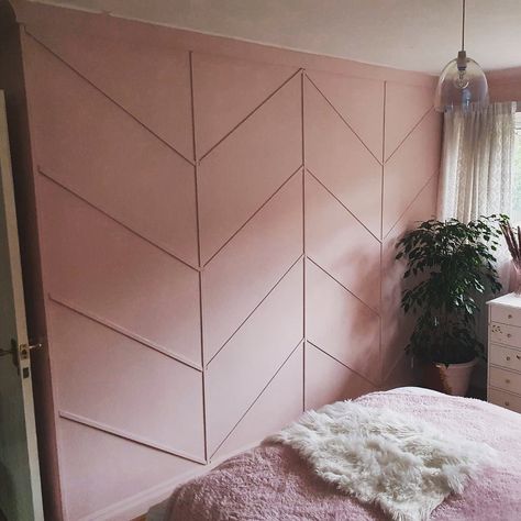 Blush Pink Wood, Herringbone Accent Wall Nursery, Pink Herringbone Wall, Pink And Wood Accent Wall, Blush Pink Nursery Panelling, Herringbone Wall Nursery, Blush Pink Wall Panelling, Pink Wood Accent Wall, Blush Accent Wall Bedroom