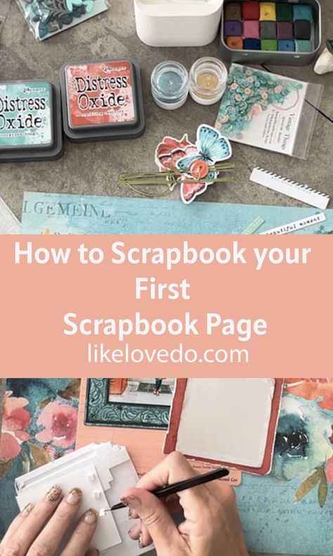 How to Scrapbook your First Page - Like Love Do First Page Of Scrapbook Ideas, First Page Scrapbook Ideas, Scrapbook First Page Ideas, Scrapbook First Page, Scrapbook Layout Ideas, Stock Background, Best Glue, Scrapbooking Tools, Page Protectors