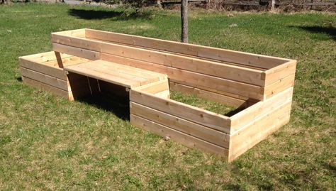 bench built in raised bed garden | Raised Garden Bed kits with a bench. Raised Garden Bed With Bench, Garden Bed With Bench, Bed With Bench, Vegetable Beds, Raised Garden Bed Kits, Cedar Raised Garden Beds, Building Raised Garden Beds, Raised Flower Beds, Vegetable Garden Raised Beds