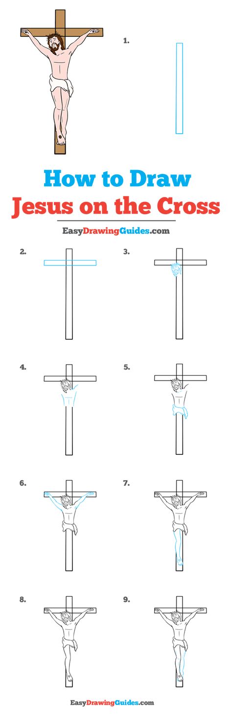 How to Draw Jesus on the Cross - Really Easy Drawing Tutorial How To Draw A Cross Step By Step, Jesus On Cross Drawing, Jesus On The Cross Drawing, Step By Step Tattoo, The Cross Drawing, Step Tattoo, Cruz Wallpaper, Cross Drawing, Blending Colored Pencils