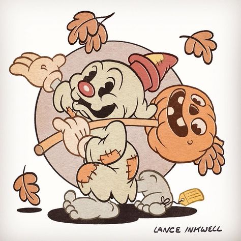 Lance Inkwell Halloween, Rubber Hose Ghost, 70s Cartoon Art, Old Cartoon Style Art, Rubber Hose Tattoo, Rubberhose Character Design, Vintage Cartoon Characters, Rubber Hose Art, Rubber Hose Style Art