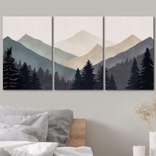 Forest Abstract, Minimalist Picture Frames, Mountain Forest, Rising Sun, Nature Illustration, Nature Wall Art, Mountain Landscape, Minimalist Wall Art, Framed Canvas Prints