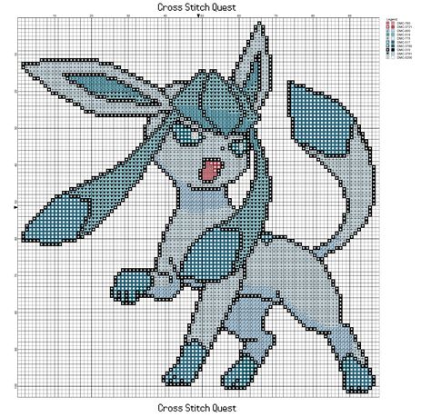 Cross stitch pattern of the eeveelution Glaceon from Pokemon. The pattern is easy to follow and fine for beginners. Download the PDF here: glaceon-pattern Grid Size: 98W x 103H Design Area: 6.86&#8… Diy With Embroidery Hoop, Vaporeon Perler Bead Pattern, Sylveon Cross Stitch, Eevee Cross Stitch Pattern, Sylveon Cross Stitch Pattern, Eeveelutions Cross Stitch, Eeveelutions Cross Stitch Pattern, Geeky Cross Stitch Patterns, Pokemon Cross Stitch Patterns