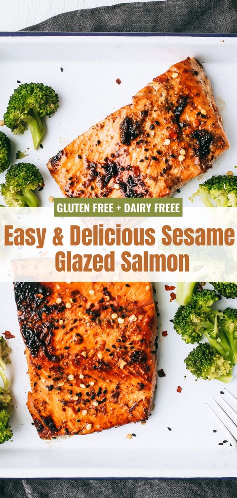 Sesame Salmon, Salmon Glaze Recipes, Salmon Avocado, Lunch Recipe, Salmon Filet, Perfect Dinner, Glazed Salmon, Salmon Recipe, No Sugar