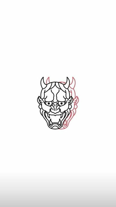 Oni Small Tattoo, Small Oni Tattoo, Small Oni Mask Tattoo, Simple Oni Mask Tattoo, Japanese Devil Tattoo, Small Devil Tattoo, Old School Japanese Tattoo, Simple Japanese Tattoo, Oni Tattoos