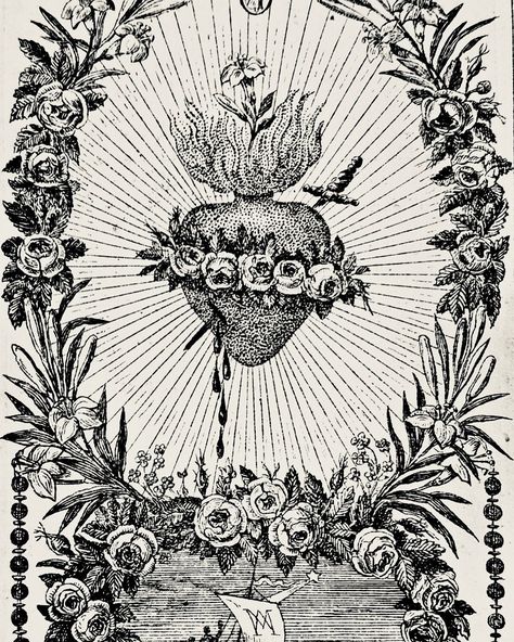 Sacred Heart Tattoos, Sunday Inspiration, Arte Grunge, Tattoo Outline, Flash Art, Catholic Art, Ethereal Art, Tattoo Design Drawings, Sacred Art