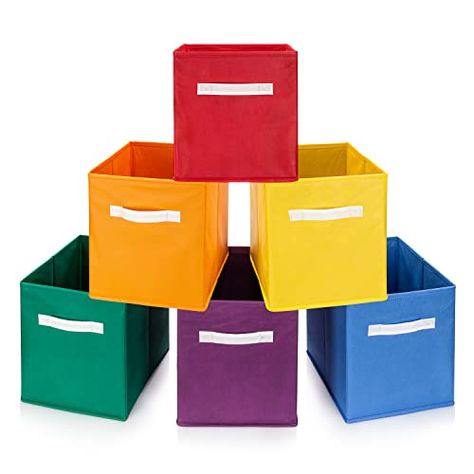 Cubby Storage Bins, Cube Basket, Cube Storage Bin, Decor For Classroom, Cube Storage Organizer, Organizing Toys, Rainbow Classroom Decor, Fabric Storage Cubes, Baskets For Shelves