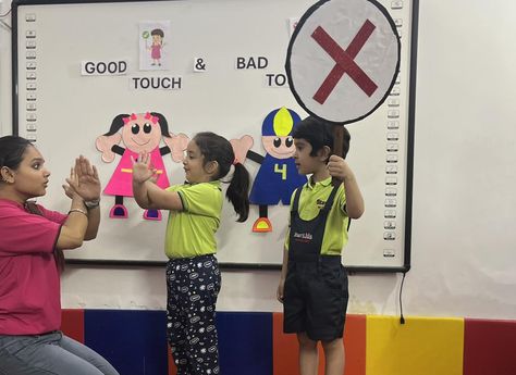 “Children need to learn that when someone is touching them inappropriately, it’s okay to say no and get help.” Educating students about “Good Touch & Bad Touch” #starkidspreschool #goodtouchandbadtouch #educatingstudents #learningthroughplay #preschoolactivities #ourbodyourchoice #nomeansno🚫 #yesmeansyes✅ Good Touch Bad Touch Activities, Touch Activities, Good Touch Bad Touch, Bad Touch, Learning To Say No, Learning Through Play, Girl Drawing, Preschool Activities