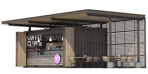 commercial Container coffee shop 3D model | CGTrader Shipping Container Cafe, Container Coffee Shop, Container Restaurant, Container Cafe, Restaurant Exterior, Container Bar, Container Buildings, Cafe Shop Design, Container Architecture