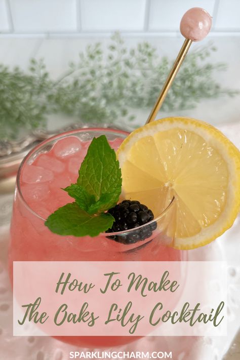 But what about the Mint Julep for a derby celebration you may ask? Fantastic news! Plan to make both for Derby Weekend. The refreshing Oaks Lily is the official cocktail for the Kentucky Oaks, a race the day before the Kentucky Derby! Grab your shakers, I am sharing how to make the Oaks Lily Cocktail. #oakslilly #kentuckypinkdrink #kentuckyderby #mothersday #springdrinks #derbyideas #kentuckyderbyparty Kentucky Oaks Lily Drink, Oaks Lily Cocktail, Kentucky Derby Drinks, Lily Cocktail, Derby Decor, Kentucky Derby Food, Kentucky Derby Recipes, Derby Recipe, Kentucky Derby Themed Party