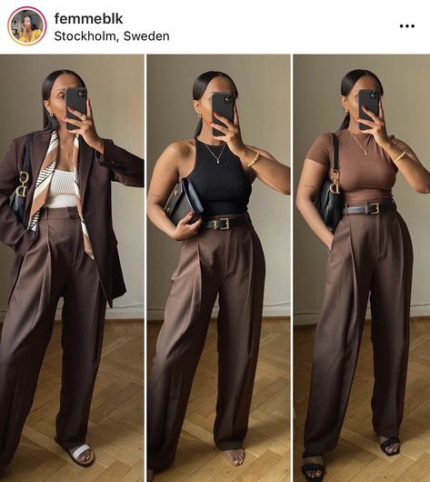 Cute Work Outfits Winter Business Casual, Autumn Work Outfits Black Women, 2023 Casual Style Trends, Shoes For Corporate Attire, Trouser With Sneakers Women, Work Outfits With Flare Pants, Nude Work Outfit, Fall Outfits Women Black Woman Work, Summertime Office Outfits