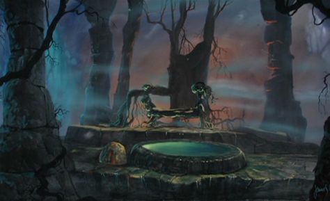 Living Lines Library: The Black Cauldron (1985) - Concept & Production Art Childhood Aesthetic, Black Cauldron, Horror Cartoon, The Black Cauldron, Disney Background, Disney Concept Art, Walt Disney Pictures, Old Disney, Disney Aesthetic