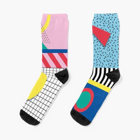 #socks #memphis #pattern #popart #boldcolours #memphisstyle #memphispattern #redbubble #style #clothing #custom #design #feminine #geometry #geometric Sock Designs, Funky Socks Outfit, Trendy Socks, Memphis Pattern, Funky Socks, Sister Outfits, Sock Outfits, Fuzzy Socks, Funky Design