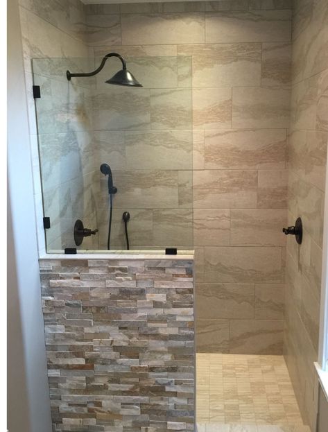 Small Walk In Shower Ideas, Shower No Door, Walk In Shower No Door, Small Bathroom With Shower, Walk In Shower Designs, Small Showers, Diy Shower, Bathroom Remodel Shower, Shower Remodel