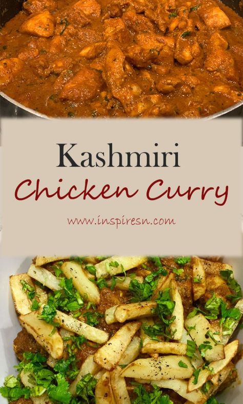 Kashmiri chicken curry Kashmiri Chicken Curry, Kashmiri Curry, Kashmiri Chicken, Kashmiri Recipes, Picky Eater Lunch, East Recipes, Deep Fried Appetizers, Middle East Recipes, Kashmir India