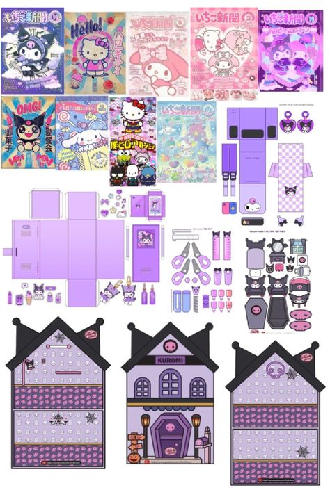 Paper Doll House Printable Templates Kuromi, Kuromi House, Hello Kitty Paper, Airport Theme, Paper Furniture, Paper Doll House, Paper Doll Template, Paper Dolls Book, Henna Designs Easy