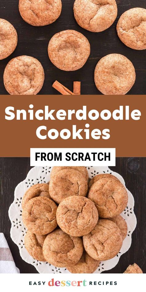 Snickerdoodle Cookies Recipe - Easy Dessert Recipes Snickerdoodle Cookies No Cream Of Tartar, Fluffy Snickerdoodle Cookies, Easy Snickerdoodle Cookies, Snickerdoodle Cookies Recipe Easy, How To Make Snickerdoodles, Snickerdoodles Cookies, Snickerdoodle Cookies Recipe, Soft Snickerdoodle Cookies, Best Snickerdoodle Cookies