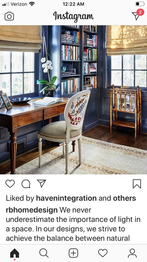 Hale Navy, Book Nooks, Home Office Design, Office Design, Nook, Bookshelves, Paint Colors, Home Office, Dining Chairs