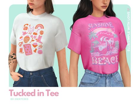 (Preview) Elliesimple - Flowers Collection - Tucked in Tee | Patreon Sims 4 Cc Maxis Match Tshirt, Sims 4 Graphic Tees, Shirts Sims 4 Cc, Sims 4 Cc Graphic Tees, Sims 4 Graphic Tees Cc, Lotes The Sims 4, Sims 4 Download, Pelo Sims, Sims Ideas