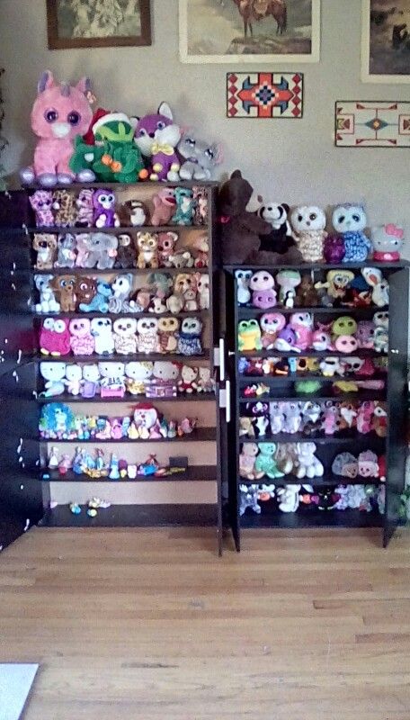 Beanie boo beanie baby organize 2 Beanie Boo Storage Ideas, Beanie Boos Storage, Beanie Boo Party, Ty Stuffed Animals, Cat Themed Birthday Party, Animal Birthday Cakes, Ty Toys, Ty Plush, Original Beanie Babies